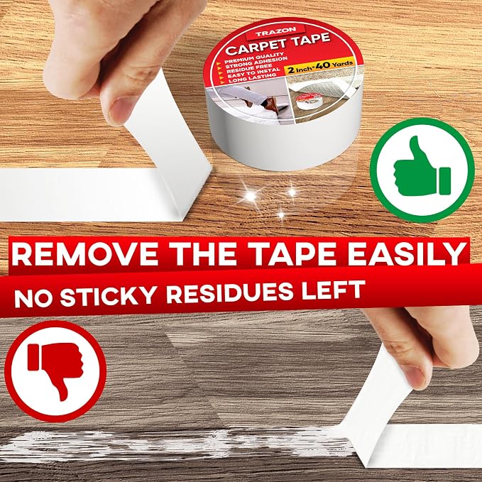 Trazon Carpet Tape Double Sided - 2 in / 120 Ft Tape Grippers - Image 4