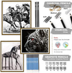 KALOUR 33 Pro Drawing Kit Sketching Pencils Set, Portable Zippered Travel - Image 3