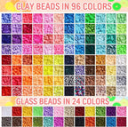 Ilootm Friendship Bracelet Making Kit, 96 Colors Polymer Clay Beads & 24 Colors - Image 3