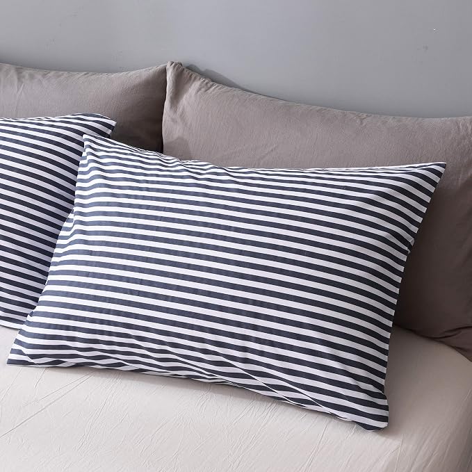 JELLYMONI 100% Natural Cotton 2pcs Striped Duvet Cover Sets, - Image 3