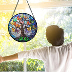 DASTOLL Stained Glass Window Hanging, Butterfly Tree Clover Sun Catchers Glass - Image 3