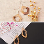 FASHEWELRY 20Pcs Resin Wooden Earring Pendants 10 Styles Gold Teardrop - Image 4