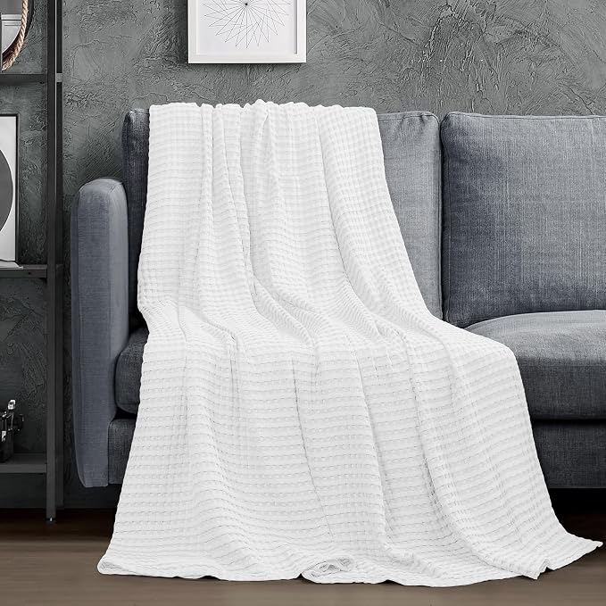 Utopia Bedding 100% Cotton Waffle Weave Blanket Queen Size - Image 4