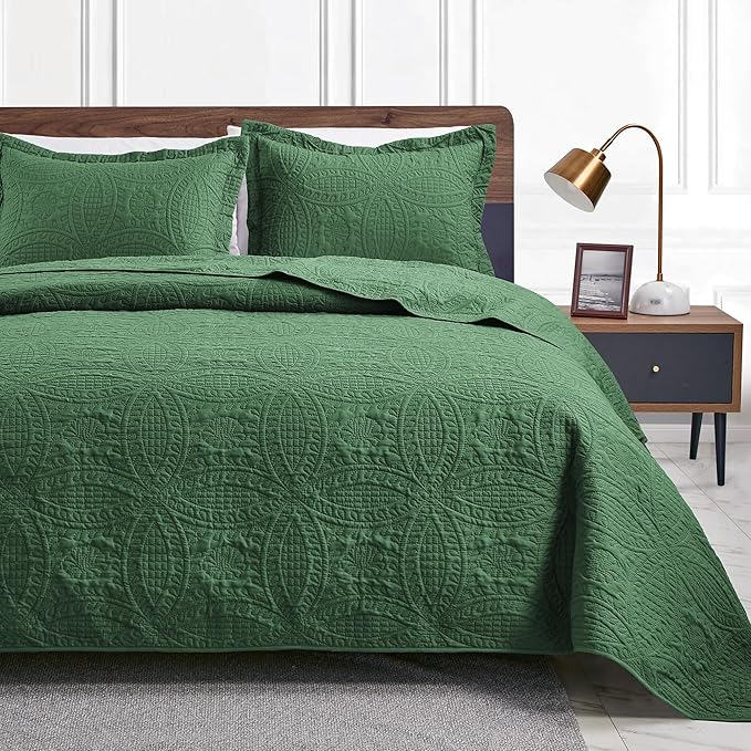 Love's cabin Quilts for Queen Bed Olive Green Bedspreads by Lovescabin