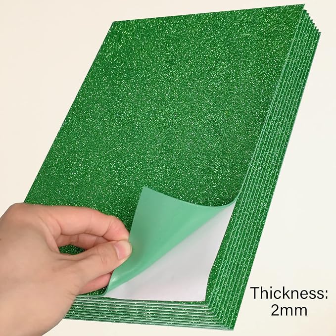 SALEMAR Green Sticky Glitter Foam Sheets - Image 2