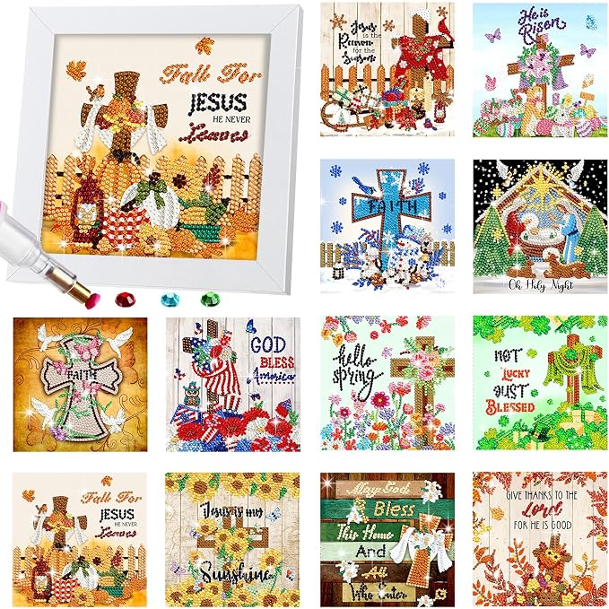 Trandraft 13 Pcs Cross Seasonal Diamond Art Kits by Trandraft