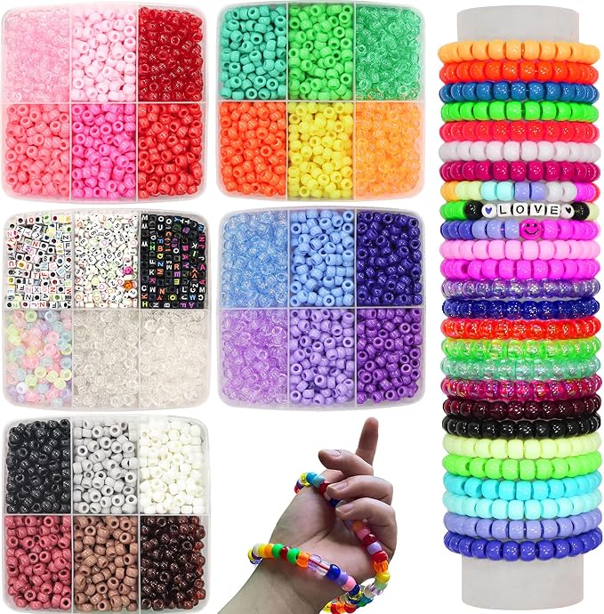JULIMAIDONG 6500Pcs Pony Beads for Bracelets Making, 27 Colors Kandi Friendship - Image 3