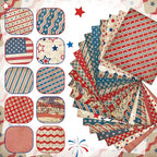 HunnmingRe 20 Pcs 10x10'' Patriotic Quilting Fabric Square 4th of July Precut - Image 5
