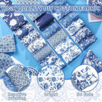 Hosuly 40 Pcs Blue and White Floral Jelly Fabric - Image 5