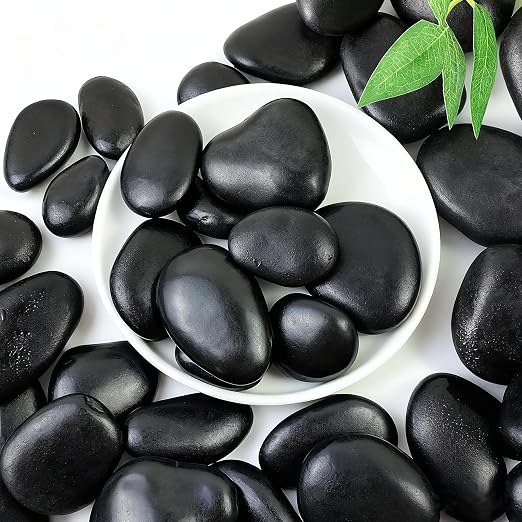 SIDONG 10 lbs Black River Rocks, 1.2-2 Inches Polished Pebbles by SIDONG