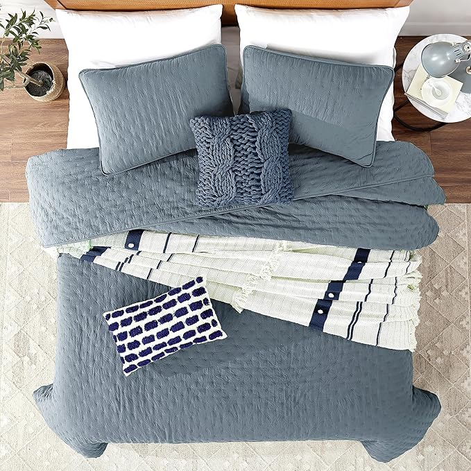 ROARINGWILD Dusty Blue Twin Size Quilt Bedding Set, Lightweight Soft Bedspread - Image 2