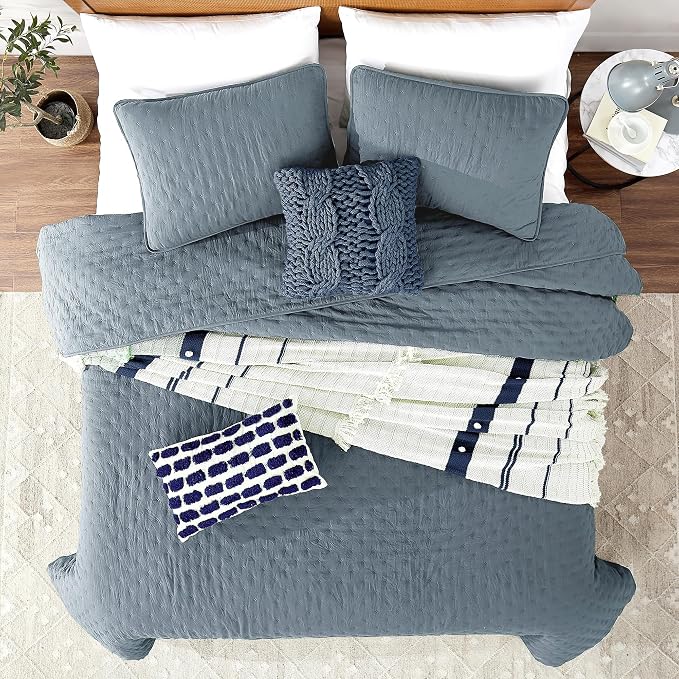 ROARINGWILD Dusty Blue Oversized King Size Quilt Bedding Set, California Cal - Image 2