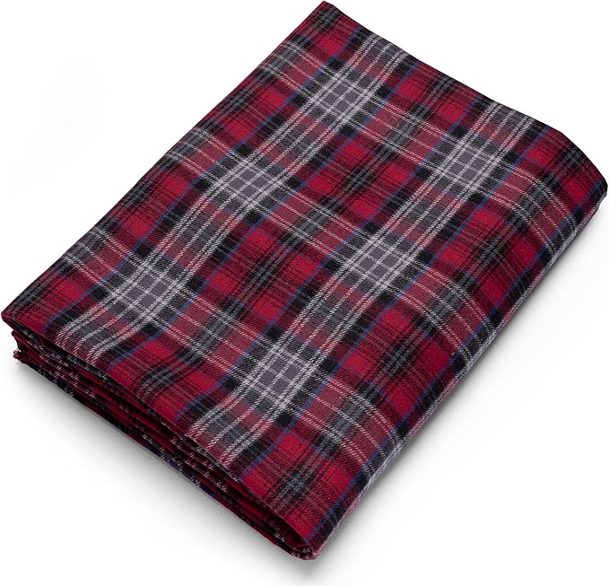 Pico Textiles 1 Yard Red and Gray Tartan Plaid Flannel Fabric by PicoTextiles