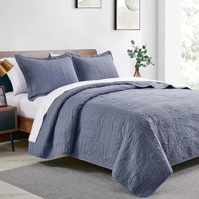 Love's cabin Quilts for Full Bed Blue Bedspreads Bedding Set - Image 2