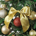 HUIHUANG Gold Satin Wired Ribbon 2.5 inch Gold Christmas Wire Ribbon - Image 7