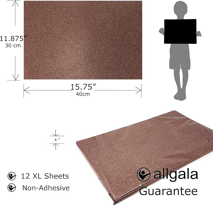 Allgala X-Large Glitter EVA Foam Sheets 12 Pack 12x16 inch Paper Sheets-Brown - Image 2