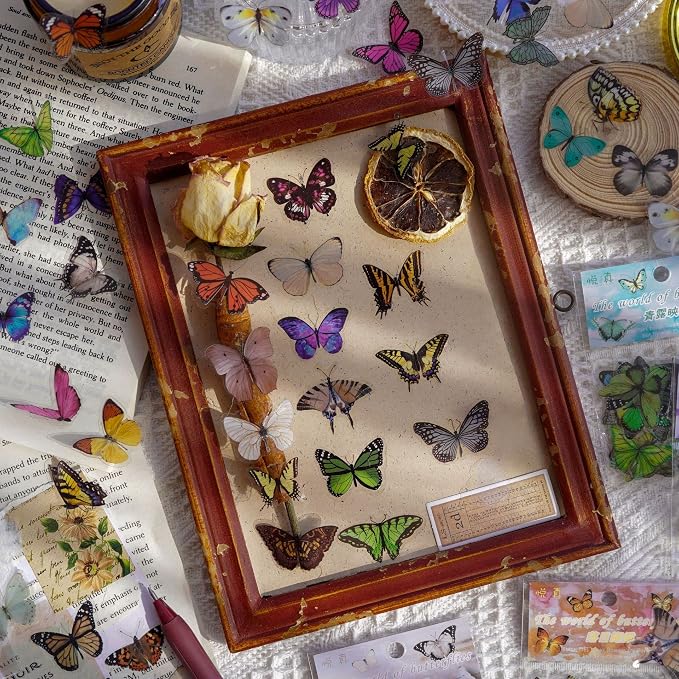 Imeepa 320Pcs Butterfly Stickers Transparent Scrapbooking Stickers | PET - Image 7