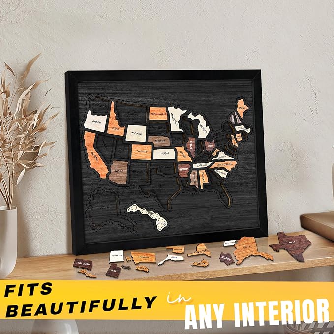 flinelife USA Travel Map, Wooden USA Map Puzzle - Image 7