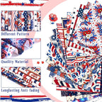 HunnmingRe 20 Pcs 10''x10'' Patriotic Quilting Fabric Square Red White Blue - Image 4