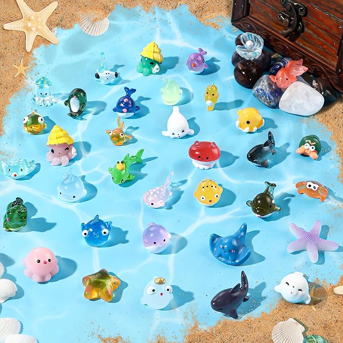 DIYDEC 36pcs Mini Ocean Resin Animals Tiny Sea Animals Figurines Marine by DIYDEC