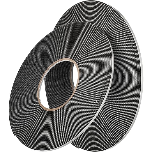 Tatuo 2 Rolls Double Sided Foam Tape 1/8 Inch by 50 Feet Black PE Foam Tape by Tatuo