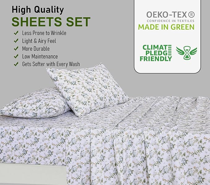 RUVANTI 100% Cotton Sheets – California King Percale Bedding, Cooling & - Image 7