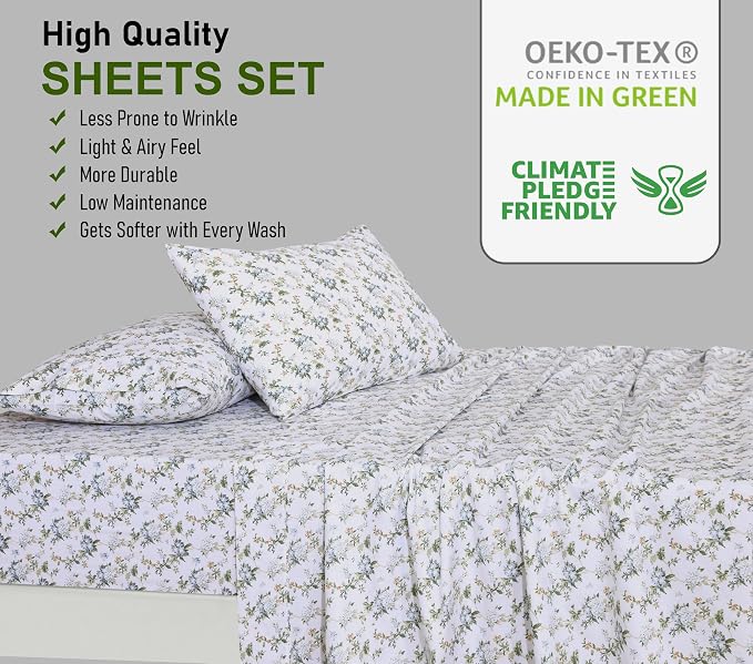 RUVANTI 100% Cotton Sheets – Queen Size Percale Bedding, Cooling & Breathable - Image 7