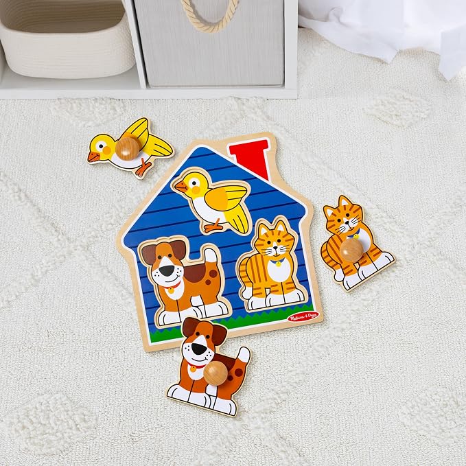 Melissa & Doug Pet Animals Jumbo Knob Puzzle, Wooden Peg Puzzle - Image 9