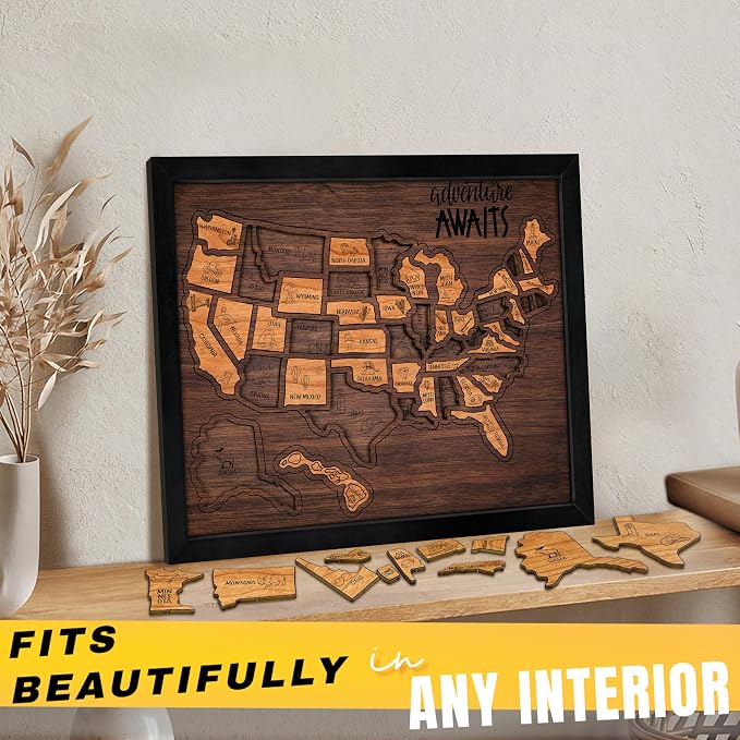flinelife USA Landmarks Travel Map, Wooden USA Map Puzzle - Image 7