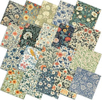 HunnmingRe 20 Pcs 10''x10'' William Morris Flower Quilting Fabric Square by HunnmingRe
