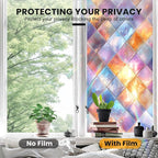 Stained Glass Window Privacy Film: Non-Adhesive Sun and Landscape Mosaic Design - Image 5
