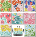 Gemozaic 8PCS Flowers Diamond Art Coasters Kits, Simple Floral Diamond Painting by Gemozaic