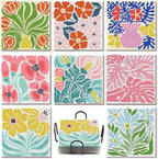 Gemozaic 8PCS Flowers Diamond Art Coasters Kits, Simple Floral Diamond Painting by Gemozaic