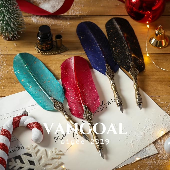 VANGOAL Vintage Black Feather Pen and Ink Set, Classic Series Goose Quill - Image 6