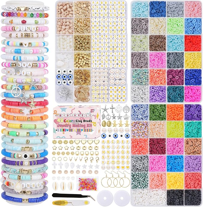 Mio Angle Friendship Bracelet Making Kit 3 Box 48 Colors Clay Beads Heishi by MioAngle