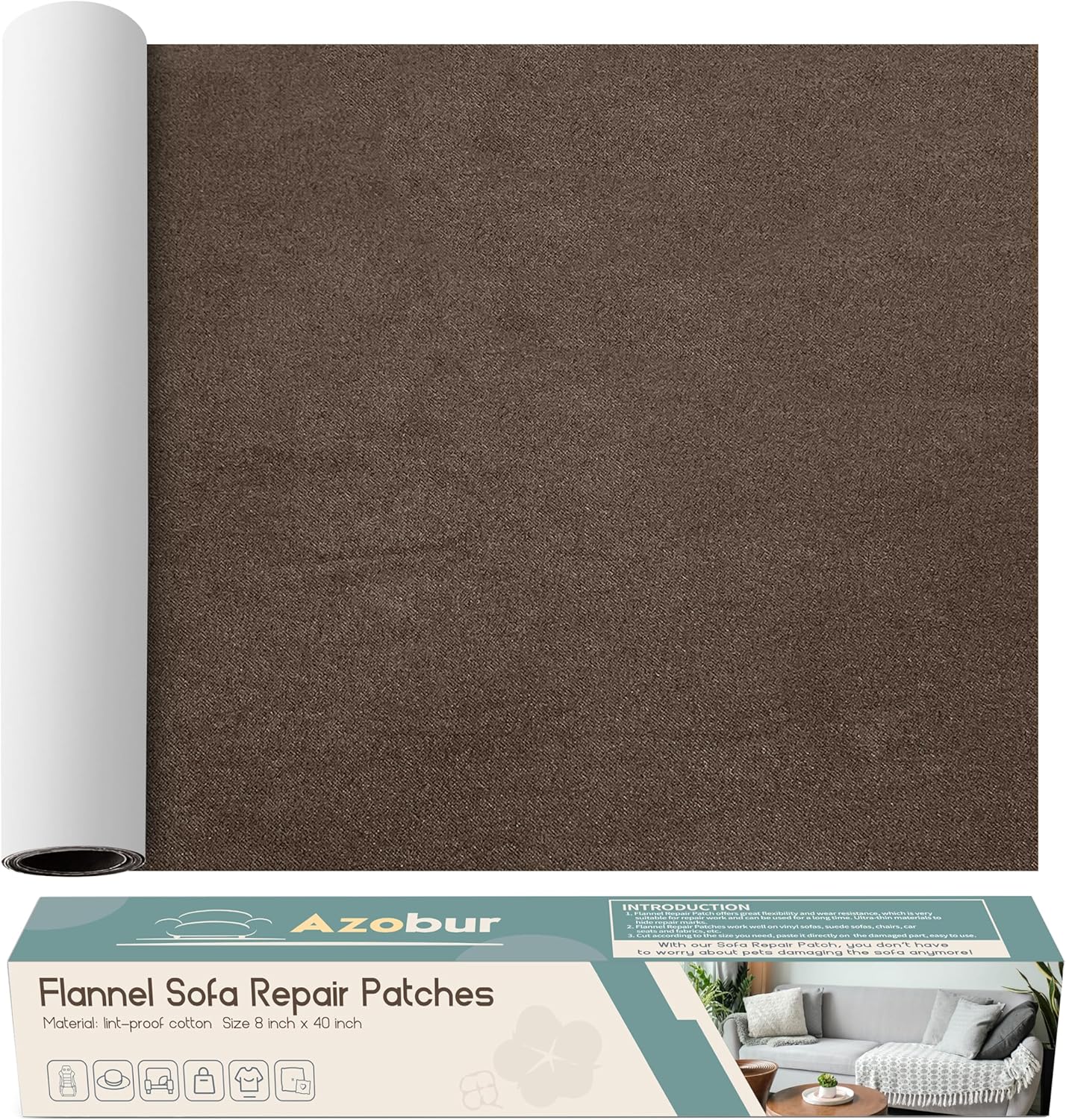 Azobur Sofa Fabric Repair Patch, Oversized Microfiber Patch，Self Adhesive Fabric Sofa Patch Repair Fabric,Super Cost-Effective Combination (Dark Brown)