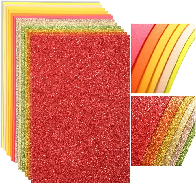 Feifeiya 48 Pcs Orange EVA Foam Sheets 8 x 12 Inch, 36 Regular Foam Sheets 12 by Feifeiya
