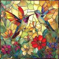 Vintage Paint Hummingbird Flower 500 Piece Puzzles by Blueforest