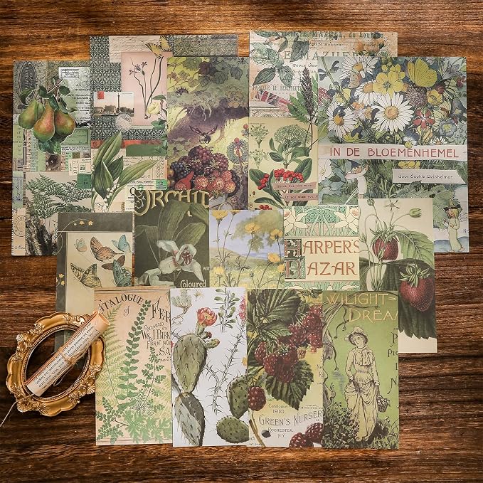 Scrapbooking Supplies Kit, Vintage Botanical Aesthetic Scrapbook Kit - Image 6