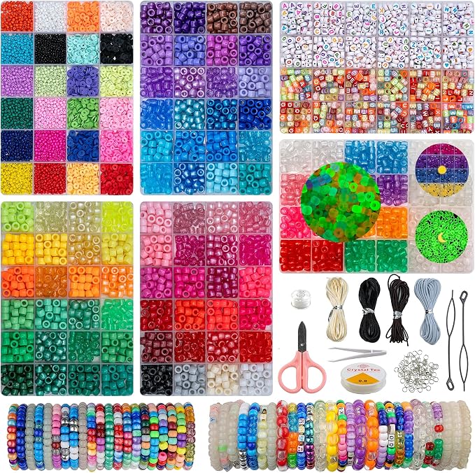 Acrylic Pony Beads Jewelry Making Kit – 96 Colors, UV Color Changing & Glow by NikkiGuojewelry