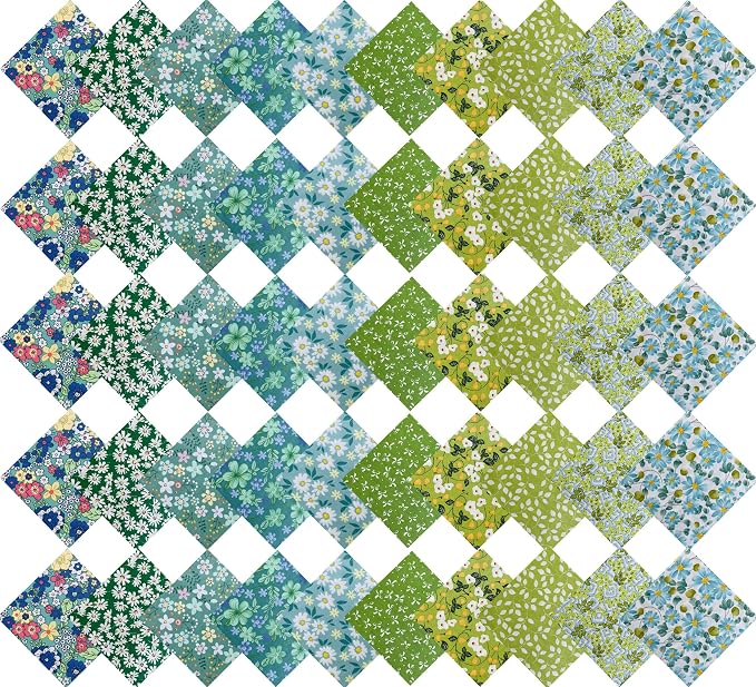 HANPATQUI 50PCS 10 x 10 inch Green Printed 100% Cotton Fat Quarters Fabric - Image 4