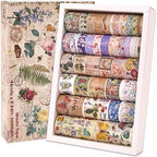 42 Rolls Vintage Washi Tape Set, Floral Letter Butterfly Mushroom Botanical by emmoolife