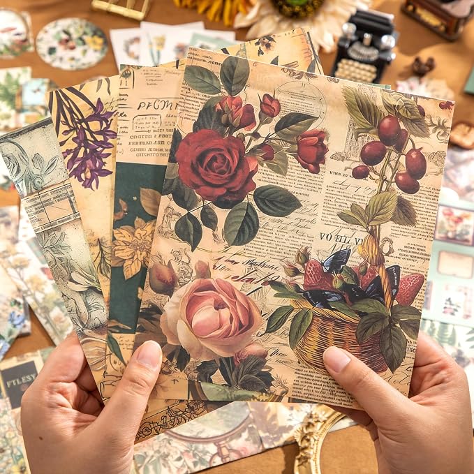 Scrapbooking Supplies Kit, Vintage Botanical Aesthetic Scrapbook Kit - Image 7
