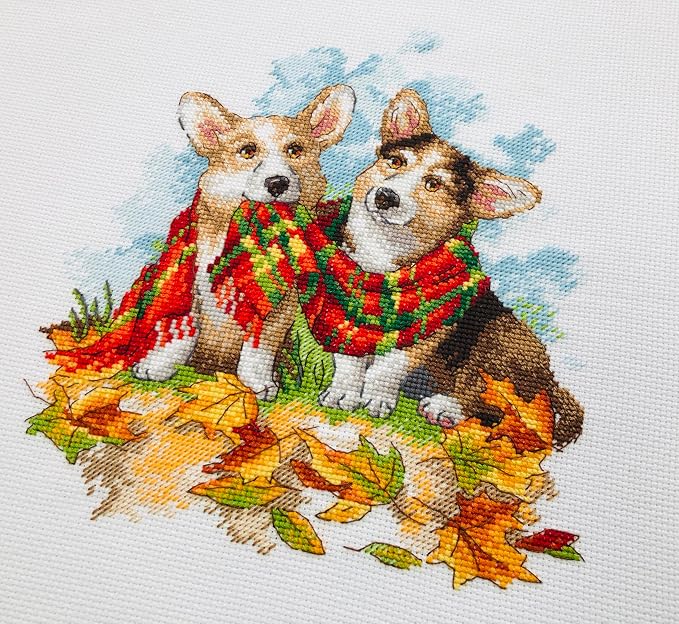 RIOLIS - Ready for Autumn 2002, Dogs Cross Stitch Kits 9¾" x 9¾", Counted Cross - Image 4