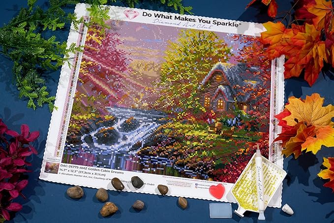 DIAMOND ART CLUB Golden Cabin Dreams Diamond Painting Kit, Fun DIY Crafts - Image 5