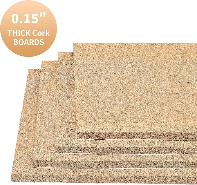 BENECREAT 6 Pcs 11.5 x 8.2" Self-Adhesive A4 Cork Sheets Rectangle Coaster Cork - Image 5