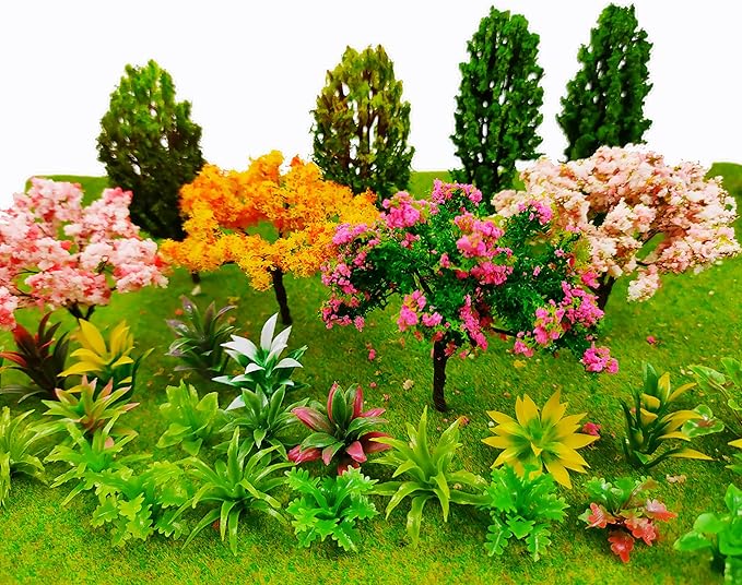 MOMOONNON 28 Pcs Miniature Fairy Garden Tree Plant Ornament, Mixed Model Trees by MOMOONNON