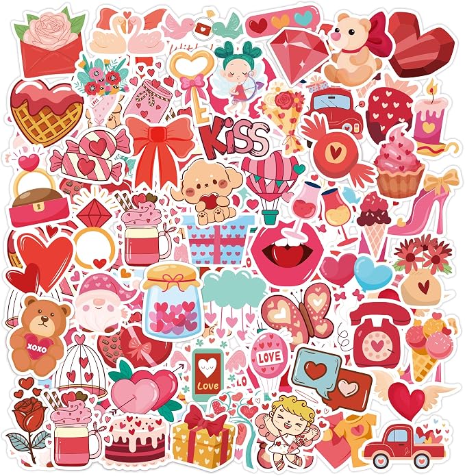 Valentines Party Favors | 100 PCS Valentines Stickers by Riccioofyhelpyoueasylife