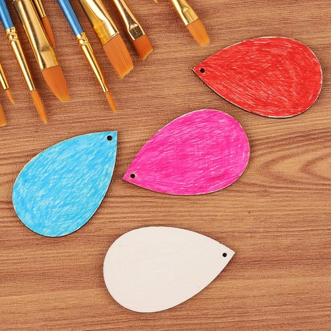 100 Pieces Unfinished Blank Wood Teardrop Earring Pendant - Image 5