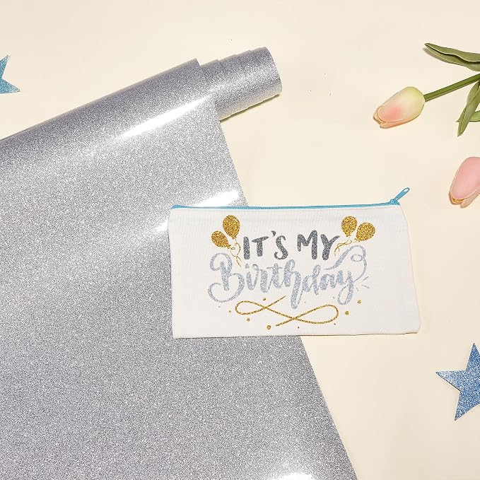 Tintnut Silver Glitter Heat Transfer Vinyl Roll, easy cut & weed, stretch - Image 4